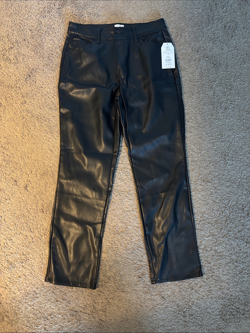 Time and Tru Black Faux Leather Straight Leg Pants